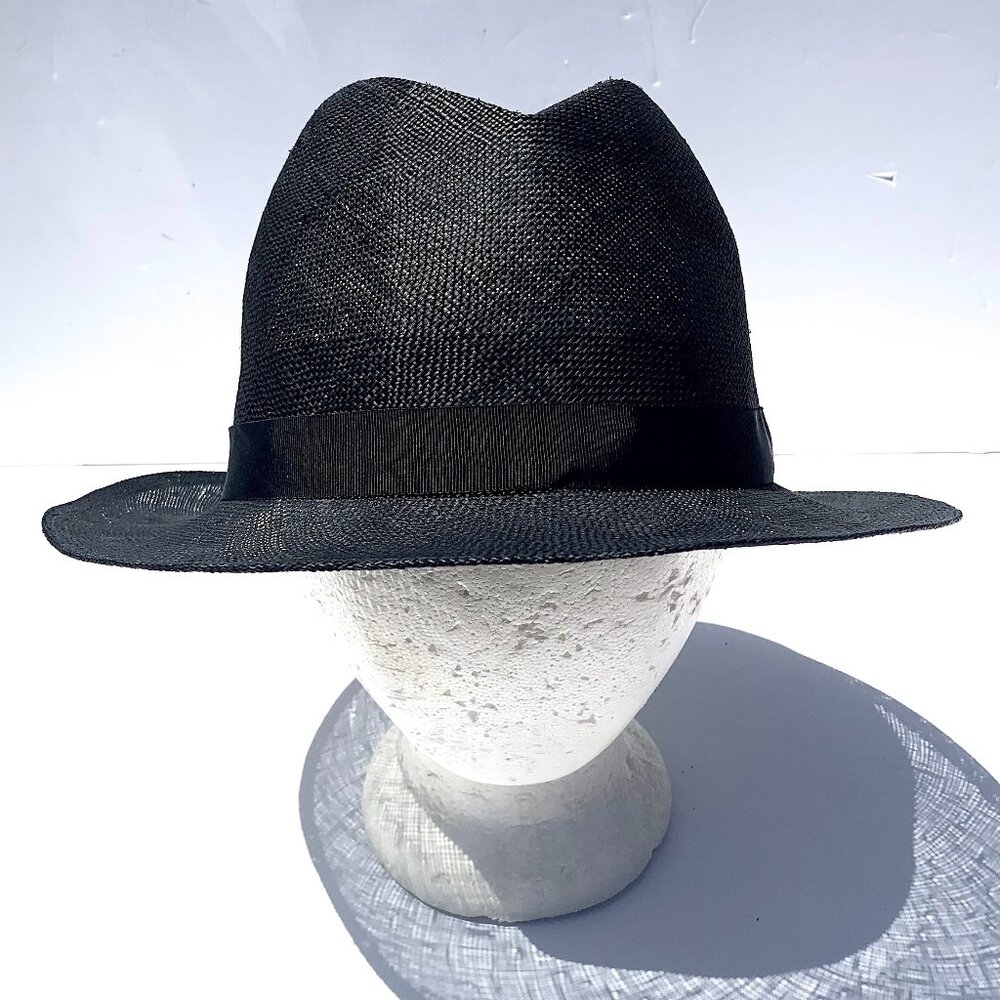 VTG Men’s Makins New York Straw Fedora Black, Grosgrain Ribbon